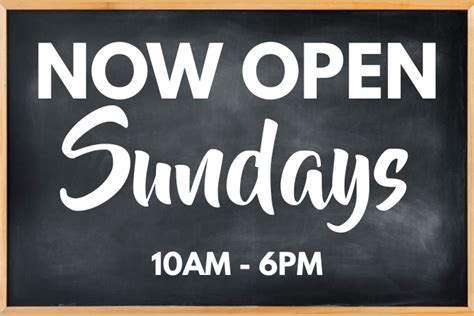 Now open Sunday from 9 am .